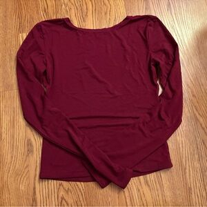 Women's Burgundy Long Sleeve Top with Open Back